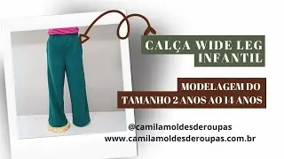 Molde e Costura Cal&ccedil;a Moletom Infantil Wide leg com bolso - Tam. 2 ao 14 anos