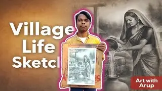 Village Woman Drawing with Pencil | Realistic Rural Life Art | Art with Arup