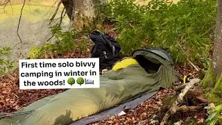 First time solo bivvy camping in winter in the woods!