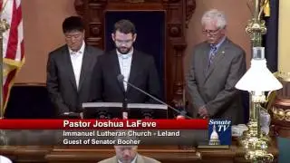 Sen. Booher welcomes Pastor LaFeve to deliver invocation at Michigan Senate