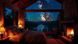 Escape to Serenity 8 Hours Deep Sleep Cozy Cabin Fireplace & Milky Way Stars &ndash; Heal & Drift Off Fast