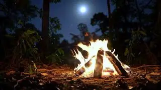 Fireplace & Crickets at Night &ndash; Calm Thanksgiving Vibes for Relaxation
