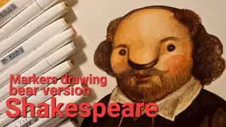 How to draw Shakespeare(bear version) with markers?/markers drawing/speed painting/timelaps#shorts