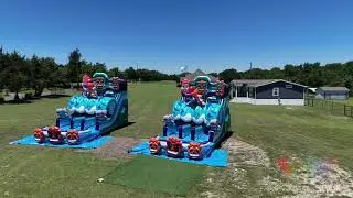 Splash Pad vs Pool Comparison Tiki Tovi Dual Lanes Inflatable Waterslides