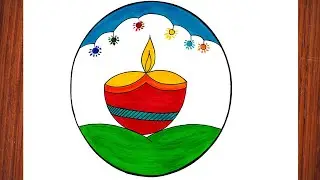 How to draw Beautiful Diya Drawing For Beginners/Diwali Decoration ideas/ Diya Drawing For Diwali 
