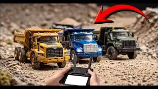 3 mini dump trucks fight with robots