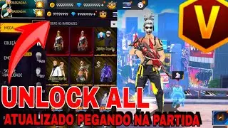UNLOCK ALL ATUALIZADO COM TODAS SKINS DO FREE FIRE DOWNLOAD UNLOCK ALL VIP PEGANDO NA PARTIDA