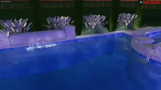 Straight Line Pool and Spa with Kitchen and Fire Pit