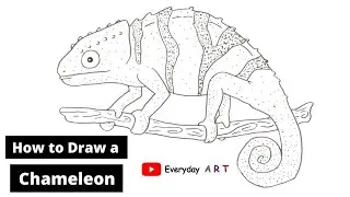 Art 019 - How to Draw a Chameleon - Easy Tutorial and Simple Drawing 2021