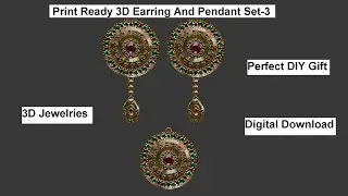 3D Print Ready Earring & Pendant Set -3 with Gems - Filigree design| Perfect Handmade Gift DIY
