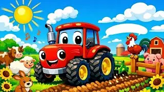 Happy Tractor Song 🚜| Tractor Working on the Farm 🌾🚜 | Fun Farm Animals Nursery Rhyme for Kids 🥁🌻| 