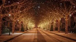 A Beautiful Christmas Street Ambience. Relaxing A Winter Storm
