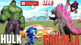 Godzilla in hulk car drive fating  Indian bike drive 3d