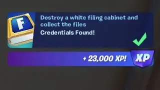 Destroy a white filing cabinet and collect the files - Fortnite white filing cabinet locations