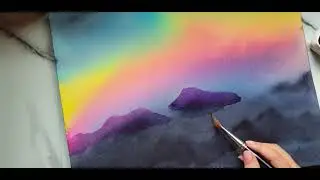 Painting a Landscape using Watercolour Pour by Leach