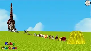 Paint Animals Gorilla Cow Lion Elephant Dinosaurs Dragons and T-Rex Fountain Crossing Animal Cartoon