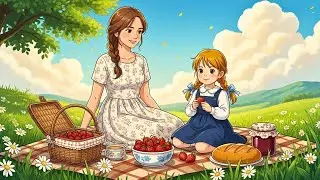 The first picnic of spring – Fresh fruits, tall grass and a mother's love 🍓🧺👩‍👧 | Ghibli Style ASMR