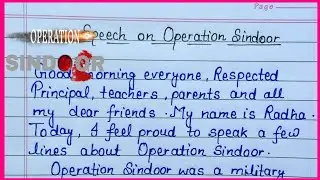 Speech on Operation Sindoor//english speech on operation sindoor//short speech 