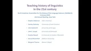Teaching history of linguistics in the 21st century [organized session of NAAHoLS 2024]