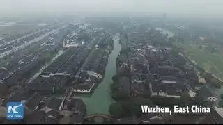 Aerial view of Wuzhen, venue for World Internet Conference