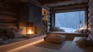 Productive Winter Ambience ❆ Lake Cabin Jazz & Crackling Fire