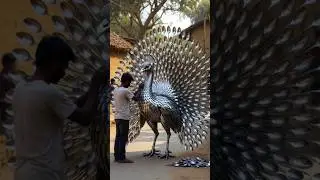 My brother made a peacock with a spoon.amazing art making #artwork#foryou #trendingshorts#trend#26