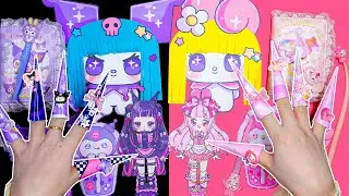 [Paper Diy] UnBoxing Blind Bag KUROMI and MY MELODY // BLACK and PINK    #cim #paperdiy #sario