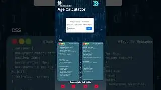 Age Calculator Using Html,Css And Javascript|| Source Code Link In Description 