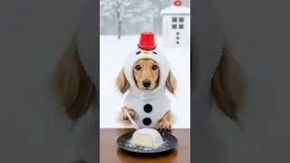 着ぐるみで雪見アイス食べる #犬 #dog #ai #ミニチュアダックス