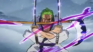 Zoro uses Three Sword Style with a scythe!!
