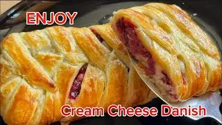 Cream Cheese Danish Recipe ‼️#puffpastry #danishrecipe #cherrydanish #dessert #creamcheeserecipe #fy