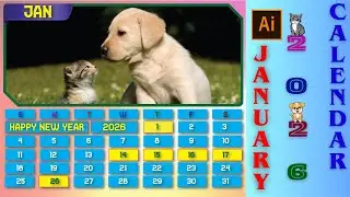 How to create January month calendar 2026 using adobe illustrator🗓️📆📅