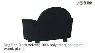 Dog Bed Black Velvet (100% polyester) solid pine wood plastic