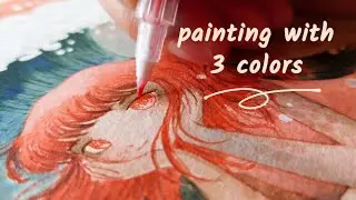 LIMITED COLOR PALETTE  with colored inks - Mermaid painting process #coloredink #limitedcolorpalette