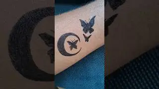 Butterfly and Moon Tattoo Drawing || Tutorial 🌙🦋 #tattoofun #tattoo #trending #tattooideas #shorts