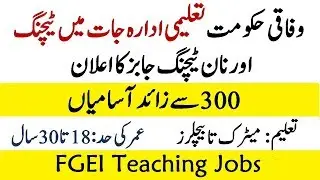 FGEI Teaching And Non Teaching Jobs 2019 | Elementary School Teaching Jobs Apply Now