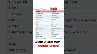 German A1 Level Basic Training || German Language A1 Level Important Phrases #germany #languagetest