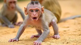 Little Explorer! Baby Monkey Climbs Tree for the First Time 🐒🌿✨