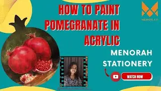 How to Paint Pomegranate Fruit - Easy Steps Using Canvas Board |MENORAH STATIONERY