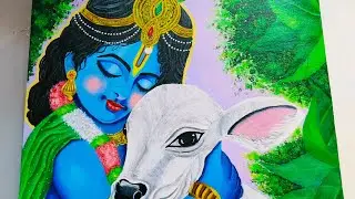 Garland and clothes painting Sree Krishna|lord Sree Krishna painting|acrylic painting