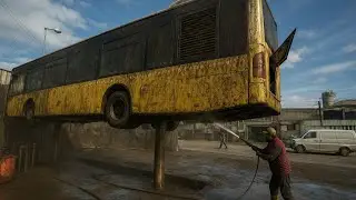 Public transport bus washing | Muddy bus 💦 Full ASMR Car wash zakii 