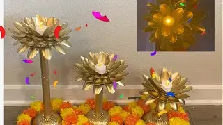Lotus diya stand| DIY Plastic spoon craft ideas| candle holder