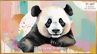 Minimalism Frame TV Art Ar Colorful Panda | Baby Kids Room |Cozy Background for TV | Quiet Wallpaper