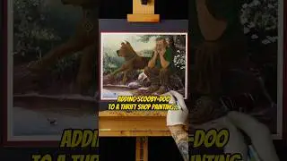 &ldquo;RUH-ROH RAGGY!&rdquo; I&rsquo;m adding Scooby-Doo to a thrifted painting! 🐕 #scoobydoo #painting #art