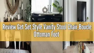 Review Get Set Style Vanity Stool Chair,Boucle Ottoman Foot Stool Modern Ottoman Footstool with Wood