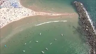 Hilton Beach Tel Aviv Aerial Drone SUP Surfing