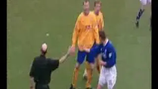Duncan Ferguson grabbing Steffen Freund round the neck