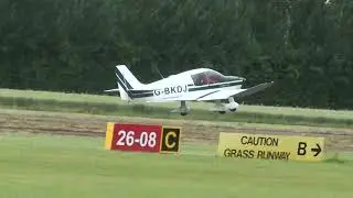 Robin DR400 taking off at Shobdon Airfield