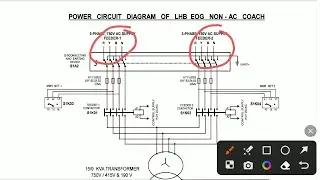 power circuit diagram of LHB coaches.wiring diagram of LHB type coaches.LHB coaches power circuit