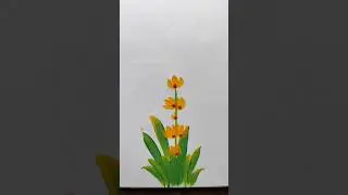 Satisfying one stroke flower painting💛🌿 #trending #ytshorts #art #satisfying #painting #onestroke